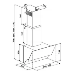 Hotte cuisine verticale Silverline LUKO verre trempé noir 90 cm
