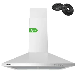 Hotte décorative 60cm murale 370m3h classe a++ 3 vitesses évacuation ou recyclage inox 201BK60 Ciarra