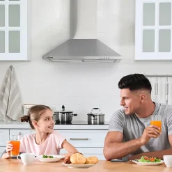 Hotte décorative 60cm murale 370m3h classe a++ 3 vitesses évacuation ou recyclage inox 201BK60 Ciarra