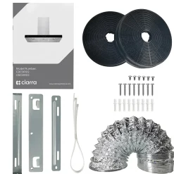 Hotte décorative 60cm classe a+++ murale 650m3h smart wifi 4 vitesses évacuation ou recyclage tactile inox CD6102S Ciarra