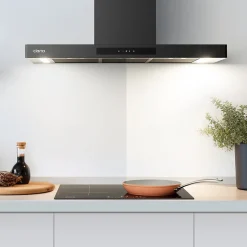 Hotte décorative 90cm murale 650m3h wifi classe a+++ 4 vitesses évacuation ou recyclage tactile noir CD9102B-P Ciarra