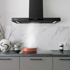 Hotte décorative 90cm murale 650m3h wifi classe a+++ 4 vitesses évacuation ou recyclage tactile noir CD9102B-P Ciarra