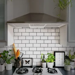 Hotte décorative 90cm murale 370m3h classe a++ 3 vitesses évacuation ou recyclage inox 201SS90 Ciarra