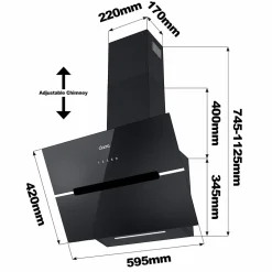Hotte décorative 60cm murale 650m3h wifi connectée 4 vitesses évacuation ou recyclage tactile classe a+++ CD6736FB Ciarra
