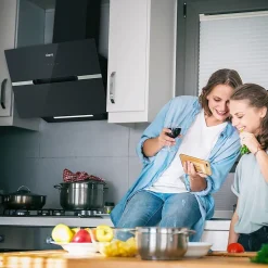 Hotte décorative 60cm murale 650m3h wifi connectée 4 vitesses évacuation ou recyclage tactile classe a+++ CD6736FB Ciarra