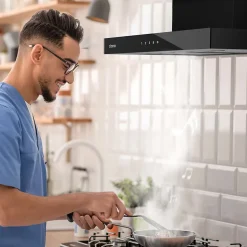 Hotte décorative 60cm murale 650m3h wifi classe a+++ 4 vitesses évacuation ou recyclage tactile noir CD6102B Ciarra