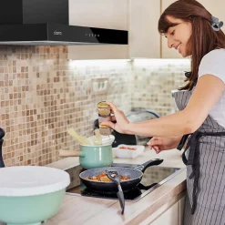 Hotte décorative 60cm murale 650m3h wifi classe a+++ 4 vitesses évacuation ou recyclage tactile noir CD6102B Ciarra