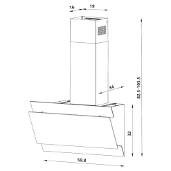 Hotte décorative GoodHome GHAG60LBNMl. 59,8 cm finition verre noir 527,6m³/h 69dB