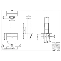 Hotte décorative inclinée 80cm 590m3/h noir Roblin 6989541 molière 800 verre