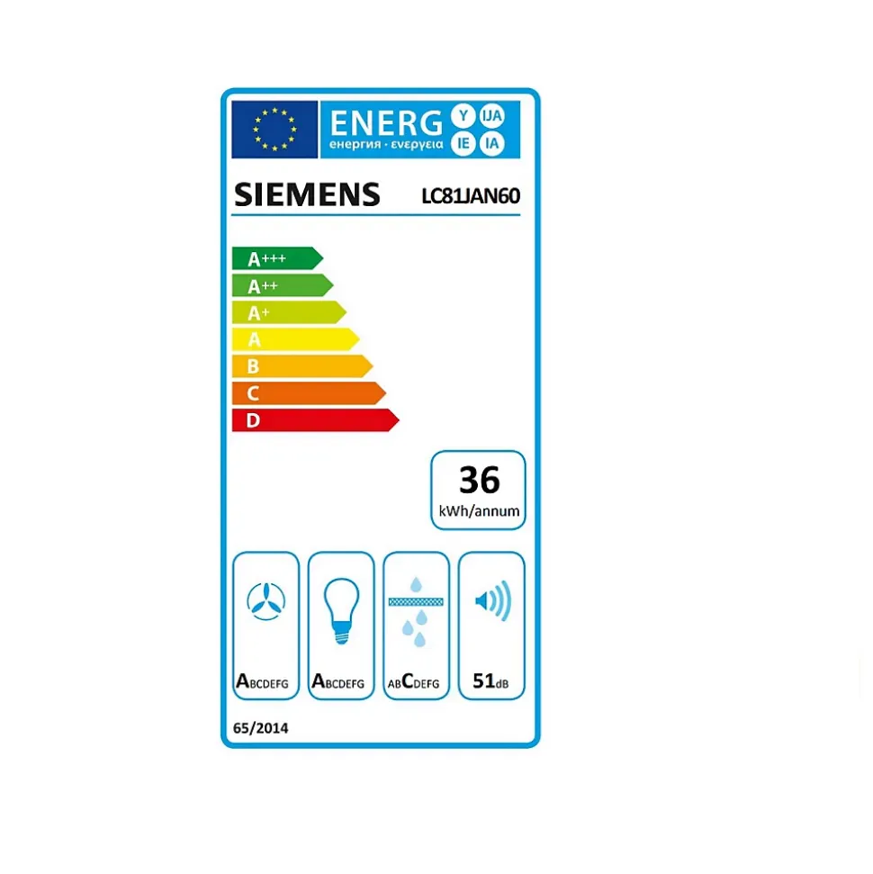 Hotte décorative inclinée 80cm 886 m3/h noir Siemens LC81JAN60