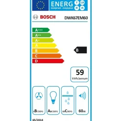 Hotte décorative inclinée 60cm 60db 399m3/h Bosch DWK67EM60 série 2