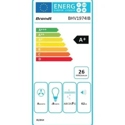 Hotte décorative inclinée 90cm 543m3/h inox/verre Brandt BHV1974IB