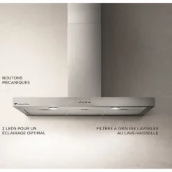 Hotte décorative inox CONTINENTAL EDISON CEHD9058S - 90 cm