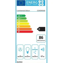 Hotte décorative inox CONTINENTAL EDISON CEHD9058S - 90 cm