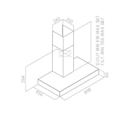 Hotte décorative inox CONTINENTAL EDISON CEHD9058S - 90 cm