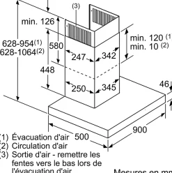 Hotte décorative murale 90cm 55db 427m3/h inox Neff D95BMP5N0 n 70