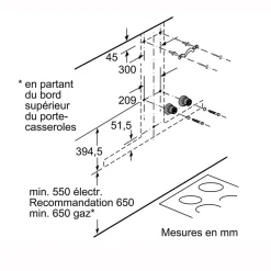 Hotte décorative murale 90cm 55db 843m3/h inox Bosch DWB98JQ50 serie 6