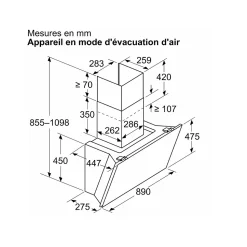 Hotte décorative murale 90cm 51db 441m3/h noir Bosch DWK91LT60