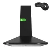 Hotte décorative murale 60cm 370m3h classe a++ 3 vitesses évacuation ou recyclage noir Ciarra 201BK60