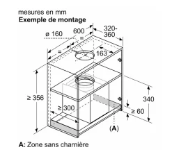 Hotte décorative murale Siemens LJ67BAM60 Design intégré 60 cm Noir avec finition en verre