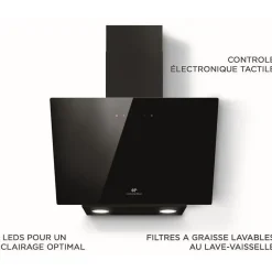 Hotte décorative noire CONTINENTAL EDISON CEHD6065B - L60 cm