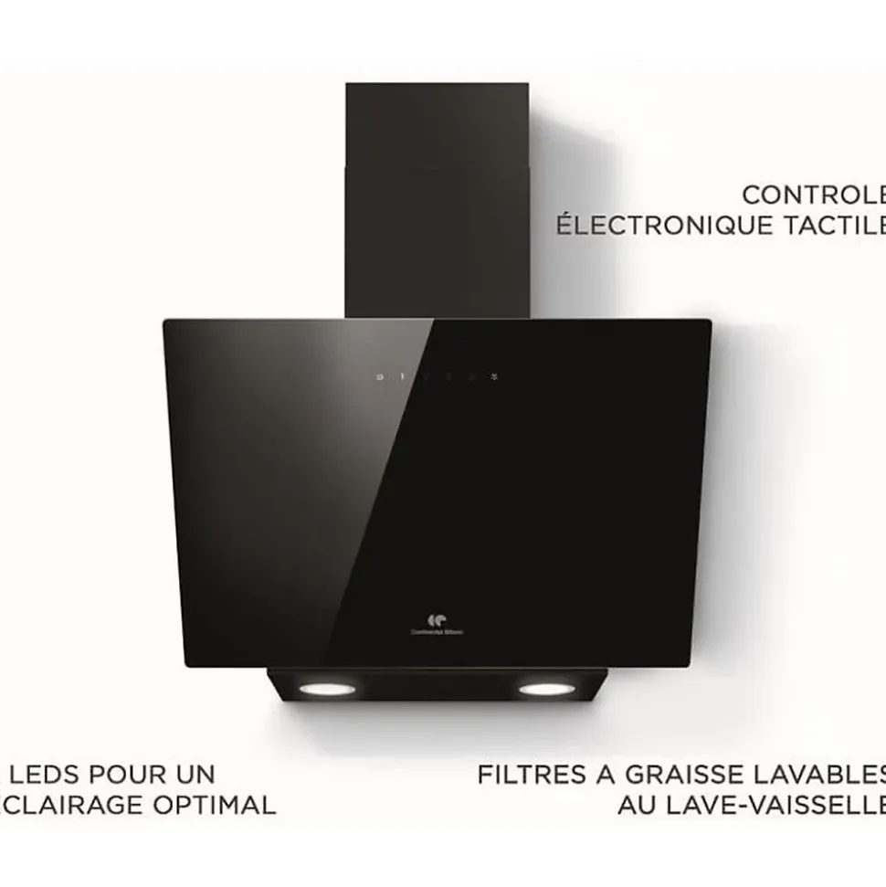 Hotte décorative noire CONTINENTAL EDISON CEHD6065B - L60 cm
