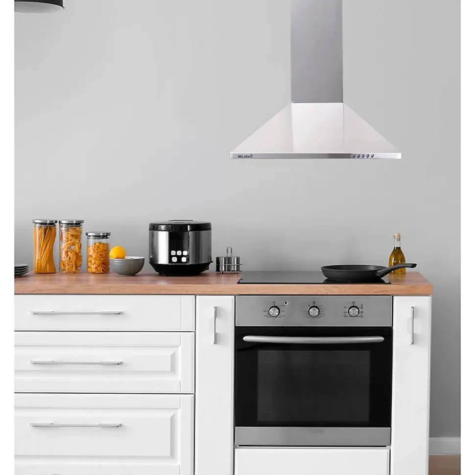 Hotte de Cuisine Décorative Inox 60cm - Pyramide 338 m3/h - Evacuation ou Recyclage