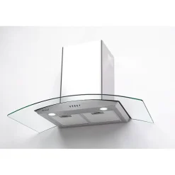 HOTTE DECORATIVE MURALE 90 CM - VERRE ET INOX - 559 m3 - 200W - 60dB