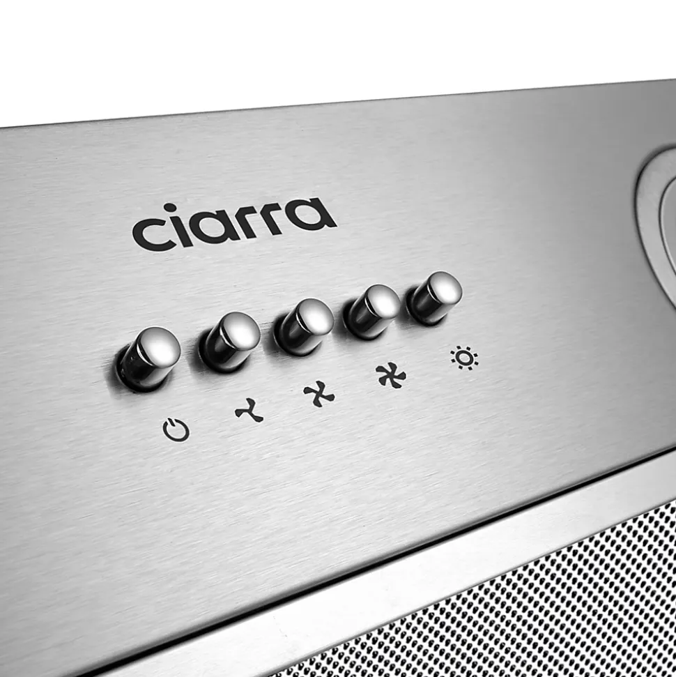 Hotte encastrable 52cm 300m3/h 3 vitesses groupe filtrant évacuation ou recyclage inox Ciarra 913ASS52