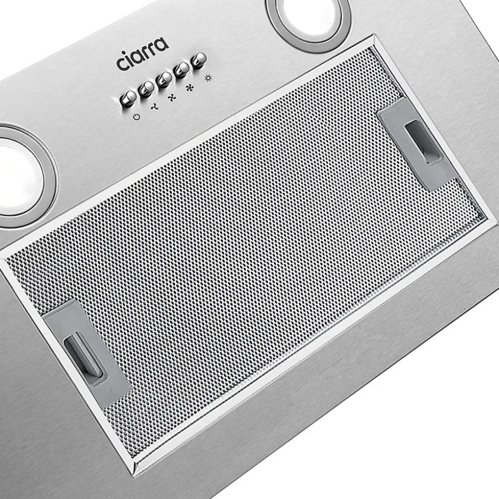 Hotte encastrable 52cm 300m3/h 3 vitesses groupe filtrant évacuation ou recyclage inox Ciarra 913ASS52