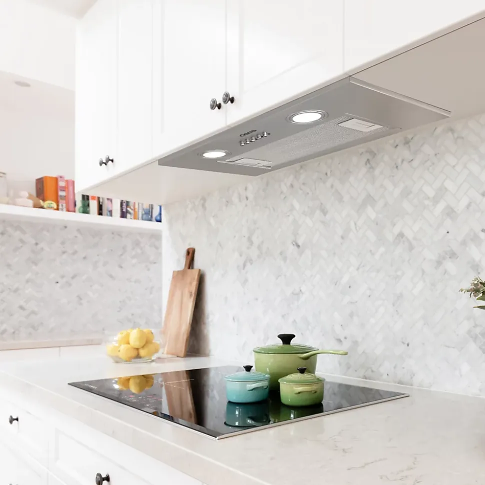 Hotte encastrable 52cm 300m3/h 3 vitesses groupe filtrant évacuation ou recyclage inox Ciarra 913ASS52