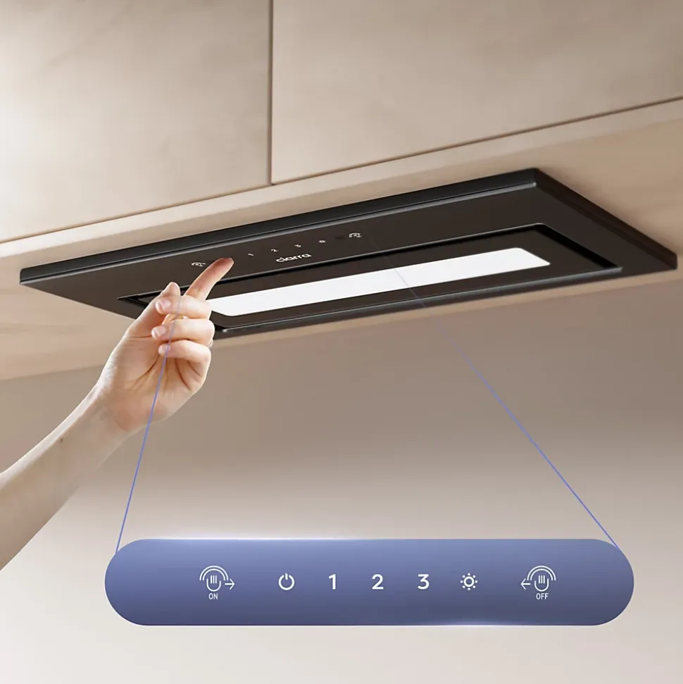 Hotte encastrable 52cm 460m3/h 3 Vitesses groupe filtrant controle tactile ou par geste Ciarra CD5931BK