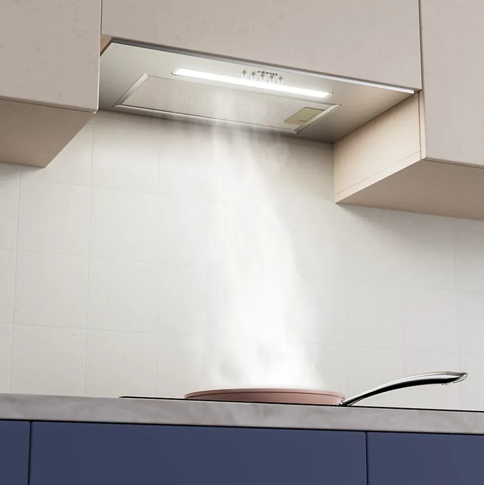 Hotte encastrable 52cm 300m3/h 3 vitesses éclairage LED boutons poussoir groupe filtrant inox Ciarra CD5913DS