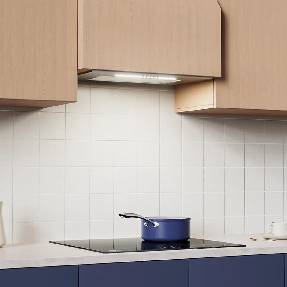 Hotte encastrable 52cm 300m3/h 3 vitesses éclairage LED boutons poussoir groupe filtrant inox Ciarra CD5913DS