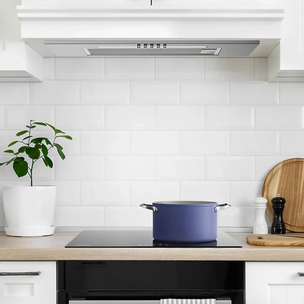 Hotte encastrable 52cm 300m3/h 3 vitesses éclairage LED boutons poussoir groupe filtrant inox Ciarra CD5913DS