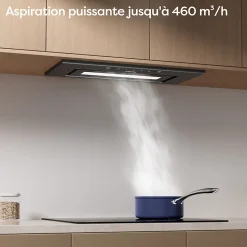Hotte encastrable 60cm 460m3/h 3 Vitesses groupe filtrant controle tactile ou par geste Ciarra CD6931BK