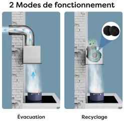 Hotte encastrable 60cm 460m3/h 3 Vitesses groupe filtrant controle tactile ou par geste Ciarra CD6931BK