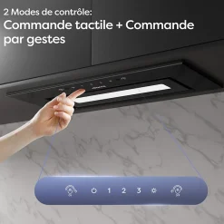 Hotte encastrable 60cm 460m3/h 3 Vitesses groupe filtrant controle tactile ou par geste Ciarra CD6931BK