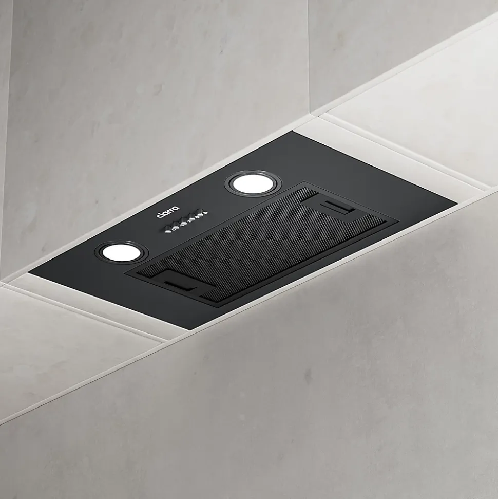 Hotte encastrable 52cm 300m3/h 3 vitesses groupe filtrant évacuation ou recyclage noir Ciarra 913ABK52