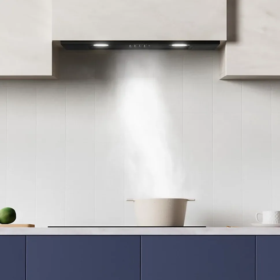 Hotte encastrable 52cm 300m3/h 3 vitesses groupe filtrant évacuation ou recyclage noir Ciarra 913ABK52