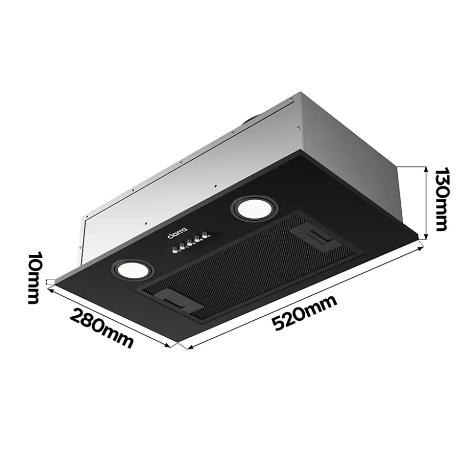 Hotte encastrable 52cm 300m3/h 3 vitesses groupe filtrant évacuation ou recyclage noir Ciarra 913ABK52