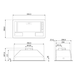 Hotte encastrable Universel l. 54 cm KSG52E Smeg gris métal