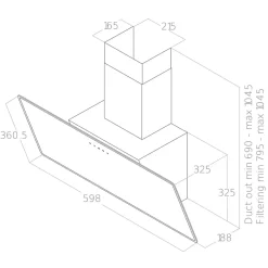 Hotte inclinée blanc L. 60 cm Shire Elica