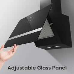 Hotte inclinée 60cm classe a+++ 650m3h wifi 4 vitesses évacuation ou recyclage tactile noir Ciarra CD6736HB