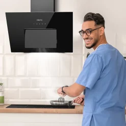 Hotte inclinée 60cm classe a+++ 650m3h wifi 4 vitesses évacuation ou recyclage tactile noir CD6736MB Ciarra