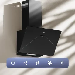 Hotte inclinée 60cm 650m3/h 3 Vitesses évacuation ou recyclage Ciarra CD6762AB