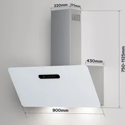 Hotte inclinée 90cm 650m3/h 3 vitesses boost wifi connectée ou tactile évacuation ou recyclage blanc Ciarra CD9736KW