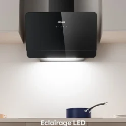 Hotte inclinée 60cm 580m3/h 3 vitesses tactile évacuation ou recyclage noir Ciarra CD6765CB