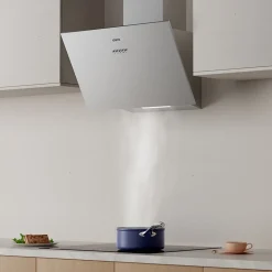 Hotte inclinée 60cm 650m3/h 3 vitesses évacuation ou recyclage inox Ciarra CD6762AS