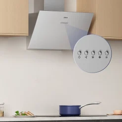 Hotte inclinée 60cm 650m3/h 3 vitesses évacuation ou recyclage inox Ciarra CD6762AS